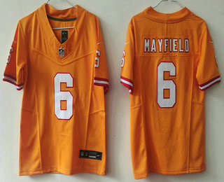 Women's Tampa Bay Buccaneers #6 Baker Mayfield Limited Orange Throwback FUSE Vapor Jersey