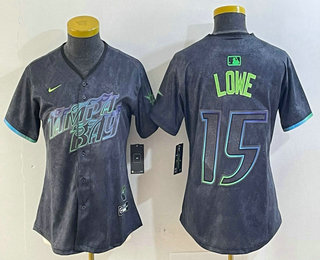 Women's Tampa Bay Rays #15 Josh Lowe Charcoal 2024 City Connect Limited Stitched Jersey