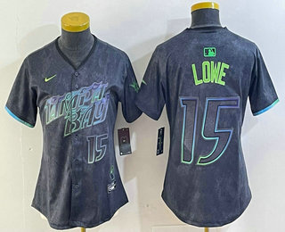 Women's Tampa Bay Rays #15 Josh Lowe Number Charcoal 2024 City Connect Limited Stitched Jersey