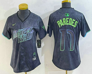Women's Tampa Bay Rays #17 Isaac Paredes Charcoal 2024 City Connect Limited Cool Base Jersey