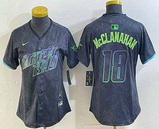 Women's Tampa Bay Rays #18 Shane McClanahan Charcoal 2024 City Connect Limited Stitched Jersey