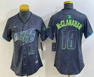 Women's Tampa Bay Rays #18 Shane McClanahan Number Charcoal 2024 City Connect Limited Stitched Jersey
