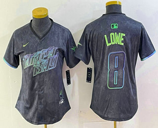 Women's Tampa Bay Rays #8 Brandon Lowe Charcoal 2024 City Connect Limited Cool Base Jersey
