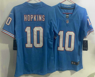Women's Tennessee Titans #10 DeAndre Hopkins Blue Limited Stitched Throwback Jersey
