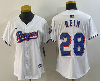 Women's Texas Rangers #28 Jonah Heim White 2024 Gold Collection Limited Cool Base Jersey 11