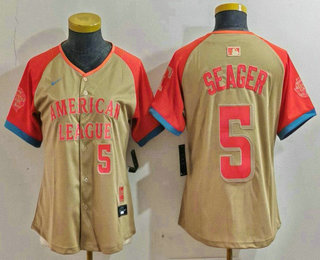 Women's Texas Rangers #5 Corey Seager Number Cream 2024 All Star Limited Stitched Jersey