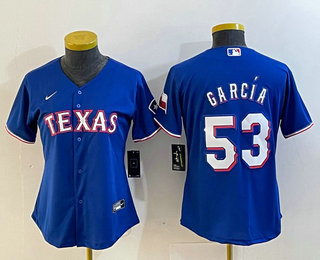 Women's Texas Rangers #53 Adolis Garcia Blue Cool Base Jersey