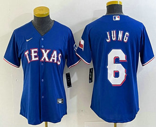 Women's Texas Rangers #6 Josh Jung Blue Stitched MLB Cool Base Nike Jersey