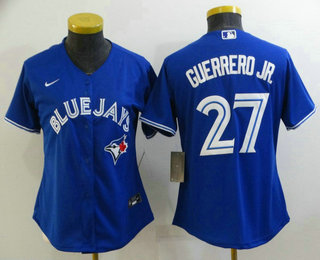 Women's Toronto Blue Jays #27 Vladimir Guerrero Jr Blue Stitched MLB Cool Base Nike Jersey