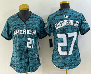 Women's Toronto Blue Jays #27 Vladimir Guerrero Jr Number Teal 2023 All Star Cool Base Stitched Jersey