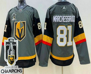 Women's Vegas Golden Knights #81 Jonathan Marchessault Gray 2023 Stanley Cup Champions Authentic Jersey