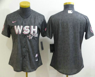 Women's Washington Nationals Blank 2022 Gray City Connect Cherry Blossom Cool Base Stitched Jersey