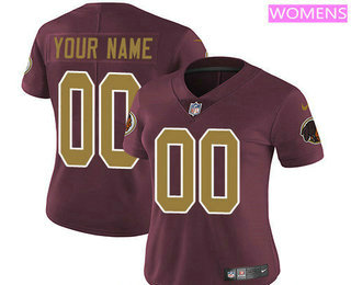 Women's Washington Redskins Custom Vapor Untouchable Red with Gold NFL Nike Limited Jersey