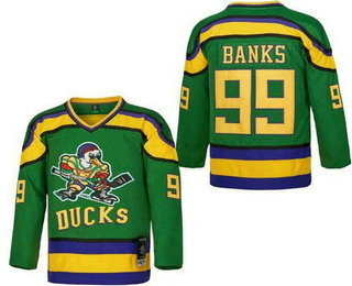 Youth Anaheim Ducks #99 Adam Banks Green Hockey Jersey