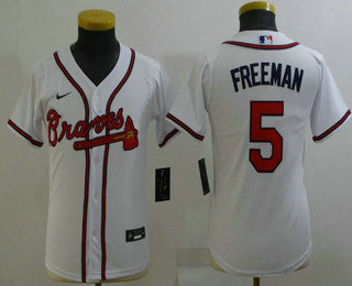 Youth Atlanta Braves #5 Freddie Freeman White Stitched MLB Cool Base Nike Jersey