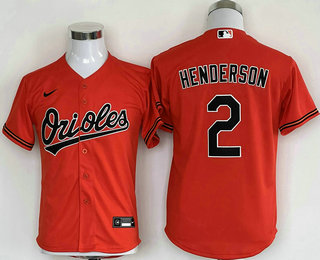 Youth Baltimore Orioles #2 Gunnar Henderson Orange Cool Base Stitched Jersey