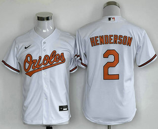 Youth Baltimore Orioles #2 Gunnar Henderson White Cool Base Stitched Jersey