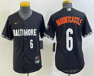 Youth Baltimore Orioles #6 Ryan Mountcastle Number Black 2023 City Connect Cool Base Stitched Jersey 03