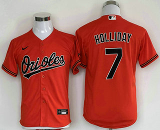Youth Baltimore Orioles #7 Jackson Holliday Orange Cool Base Stitched Jersey