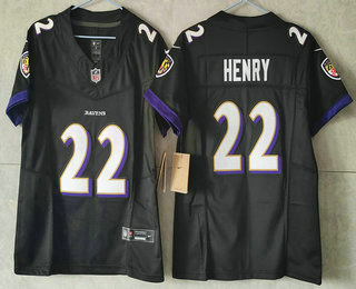 Youth Baltimore Ravens #22 Derrick Henry Black FUSE Vapor Stitched Jersey