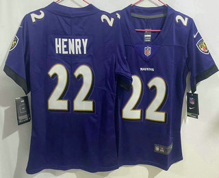 Youth Baltimore Ravens #22 Derrick Henry Purple Vapor Limited Stitched Jersey