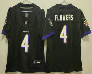 Youth Baltimore Ravens #4 Zay Flowers Limited Black FUSE Vapor Jersey