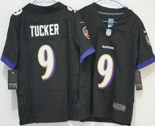 Youth Baltimore Ravens #9 Justin Tucker Limited Black Vapor Jersey