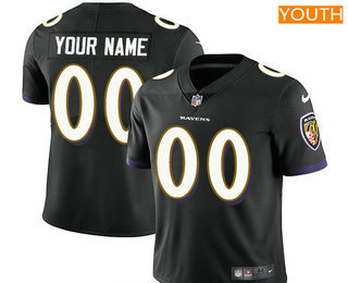 Youth Baltimore Ravens Custom Vapor Untouchable Black Alternate NFL Nike Limited Jersey