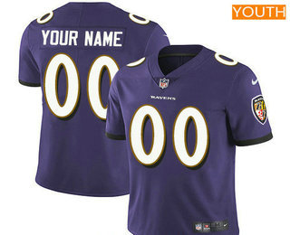 Youth Baltimore Ravens Custom Vapor Untouchable Purple Team Color NFL Nike Limited Jersey