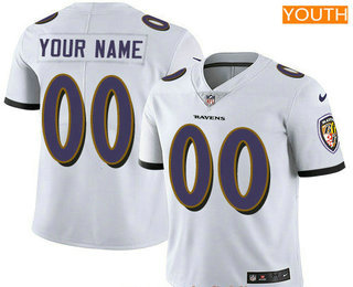 Youth Baltimore Ravens Custom Vapor Untouchable White Road NFL Nike Limited Jersey