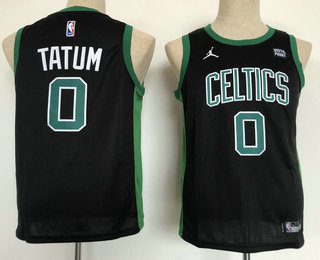 Youth Boston Celtics #0 Jayson Tatum Black 2021 Stitched Jersey With Sponsor