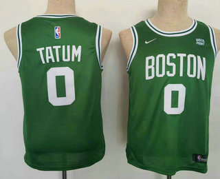 Youth Boston Celtics #0 Jayson Tatum Green 2021 Stitched Jersey With Sponsor