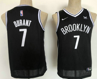 Youth Brooklyn Nets #7 Kevin Durant 2021 Black Swingman Stitched NBA Jersey With Sponsor