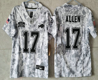 Youth Buffalo Bills #17 Josh Allen 2024 FUSE Arctic Camo Salute to Service Limited Stitched Jersey