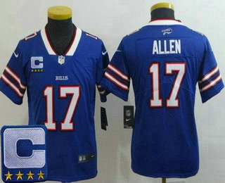 Youth Buffalo Bills #17 Josh Allen Limited Blue C Patch Vapor Jersey