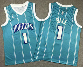 Youth Charlotte Hornets #1 LaMelo Ball Light Blue 2022 Brand Jordan Swingman Jersey