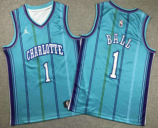 Youth Charlotte Hornets #1 LaMelo Ball Light Blue 2023 Brand Jordan Swingman Jersey