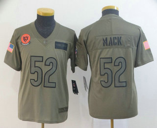 Youth Chicago Bear #52 Khalil Mack NEW Olive 2019 Salute To Service Stitched NFL Nike Limited Jersey