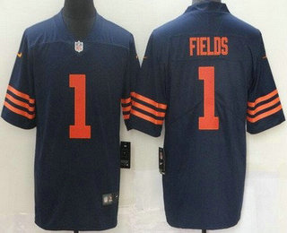 Youth Chicago Bears #1 Justin Fields Blue With Orange 2021 Vapor Untouchable Stitched NFL Nike Limited Jersey