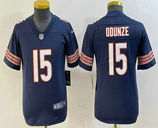 Youth Chicago Bears #15 Rome Odunze Navy Blue Vapor Limited Stitched Jersey