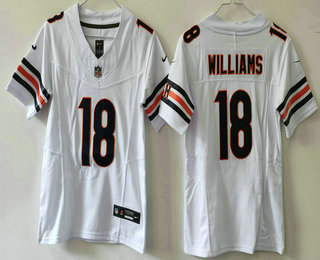 Youth Chicago Bears #18 Caleb Williams White 2023 FUSE Vapor Limited Stitched Jersey