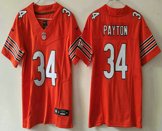 Youth Chicago Bears #34 Walter Payton Orange 2023 FUSE Vapor Limited Stitched Jersey