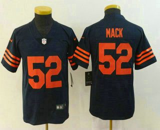 Youth Chicago Bears #52 Khalil Mack Navy Blue With Orange 2018 Vapor Untouchable Stitched NFL Nike Limited Jersey