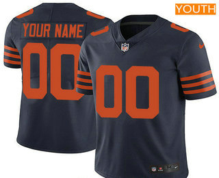 Youth Chicago Bears Custom Vapor Untouchable Blue with Orange NFL Nike Limited Jersey