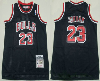 Youth Chicago Bulls #23 Michael Jordan 1997-98 Black Hardwood Classics Soul Swingman Throwback Jersey