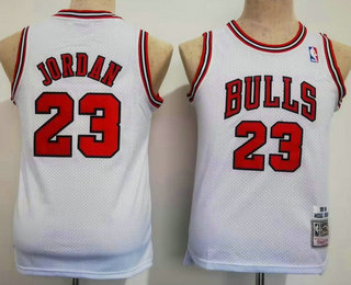 Youth Chicago Bulls #23 Michael Jordan 1997-98 White Hardwood Classics Soul Swingman Throwback Jersey