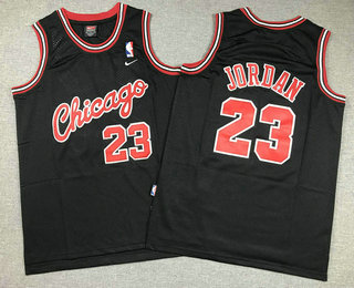 Youth Chicago Bulls #23 Michael Jordan Black With Chicago Throwback Nike Jersey