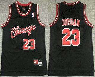 Youth Chicago Bulls #23 Michael Jordan Black With Red Name Stitched NBA Nike Swingman Jersey