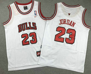 Youth Chicago Bulls #23 Michael Jordan White Throwback Jersey