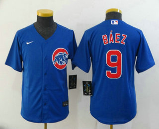 Youth Chicago Cubs #9 Javier Baez Blue Stitched MLB Cool Base Nike Jersey